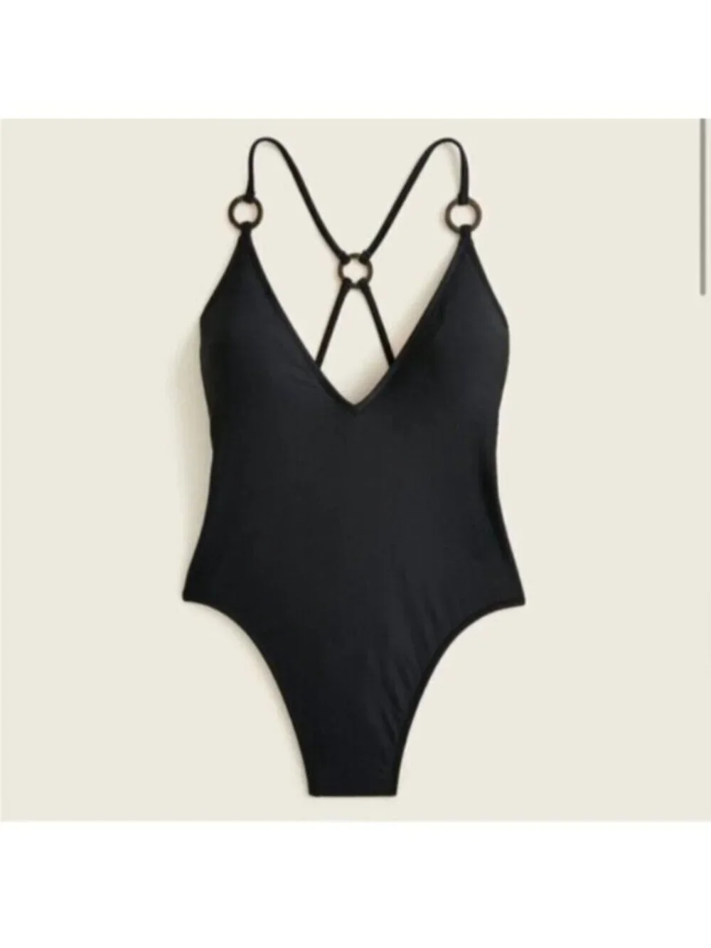 NWT J. Crew Women’s Black V-Neck String One-Piece Swimsuit Size 22